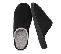 riemot Zapatillas Casa Hombre con Forro de Felpa Pantuflas Invierno de Hombre Cómodo Suave Antideslizante Todo Negro EU 41