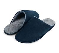 riemot Zapatillas Casa Hombre Invierno Cálido Antideslizante Interior Pantuflas con Forro Polar Cálido Zapatillas Estar en Casa Suave Confort Plantilla Memory Esponja, Marino, 42/43 EU