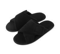 riemot Zapatillas Casa Hombre, Pantuflas Ajustables con Puntera Abierta, Suaves, Cómodas, Antideslizantes Aptas para Diabéticos Negro 46/47 EU