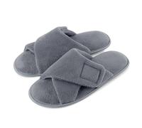 riemot Zapatillas Casa Hombre, Pantuflas Ajustables con Puntera Abierta, Suaves, Cómodas, Antideslizantes Aptas para Diabéticos Gris 44/45 EU