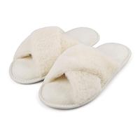 Riemot Zapatillas casa Mujer Deslizadores Peludos para Mujer,apatillas mullidas con Plantillas Suaves y acogedoras de,Zapatillas para casa Interior y Exterior chanclas,Blanco 38/39EU