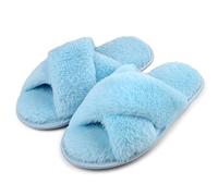 Riemot Zapatillas casa Mujer Deslizadores Peludos para Mujer,apatillas mullidas con Plantillas Suaves y acogedoras de,Zapatillas para casa Interior y Exterior chanclas,Azul 36/37EU