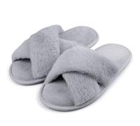 Riemot Zapatillas casa Mujer Deslizadores Peludos para Mujer,apatillas mullidas con Plantillas Suaves y acogedoras de,Zapatillas para casa Interior y Exterior chanclas,Gris 38/39EU