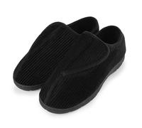 riemot Zapatillas de Casa Anchas de Hombre para Diabéticos Zapatillas de Velcro Ajustables para Aliviar Molestias en los Pies Black 40-41EU