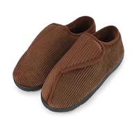 riemot Zapatillas de Casa Anchas de Hombre para Diabéticos Zapatillas de Velcro Ajustables para Aliviar Molestias en los Pies Brown 46-47EU