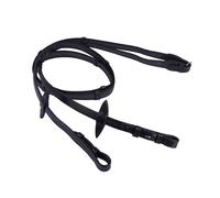 QHP Riendas Antideslizantes con Tope de Cuero, Negro - Pony QHP