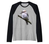 Riendo Kookaburra Dacelo Martín Pescador Australiano pájaro pájaro Camiseta Manga Raglan