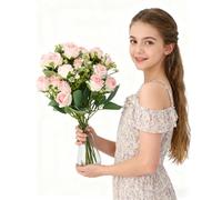 Rieoany 4 Paquetes de Rosas Artificiales Rosas, para Exterior e Interior, Flores Artificiales Decoracion para Bodas, Mesas y Hogar, Realista y Natural