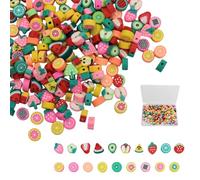 Rieoany Cuentas DIY para Niños, 200 Cuentas de Cerámica Suave con Colores Vivaces, 7-10 mm, Grosor 5 mm, Orificio 1 mm, Ideal para Pulseras y Collares Manuales, Caja de Almacenamiento Incluida