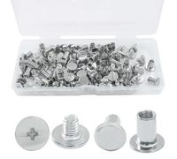 Rierdge 50 juegos de tornillos de encuadernación M5 x 8 mm con cabeza Phillips, tornillos Chicago de metal, kit de remaches de botón para manualidades de cuero, encuadernación, álbumes de fotos