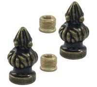 Rierdge - Perilla de lámpara de latón antiguo, diseño de tornillo de doble rosca que se adapta a roscas de arpa de 3/8" y 1/4-27 para lámparas de pared de mesa, juego de 2