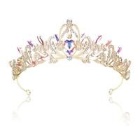 Rierousy Tiara de boda, corona para mujer, corona de novia, corona de cristal, corona de diamantes de imitación, tiara de boda para bodas, bailes, desfiles, fiestas de princesas, fiestas de cumpleaños