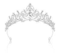 Rierousy Tiara de boda, corona para mujer, corona de novia, corona de cristal, corona de diamantes de imitación, tiara de boda para bodas, bailes, desfiles, fiestas de princesas, fiestas de cumpleaños