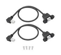 Riertostng 2 cables de extensión USB 2.0 de puerto cuadrado para impresora, USB B macho a USB B hembra, distancia entre orificios de 30 mm, con tornillos de fijación (1 pie)