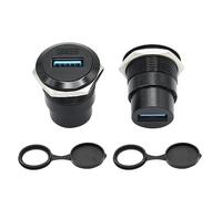 Riertostng 2 conectores USB 3.0 de montaje en panel hembra, USB A hembra a hembra, módulo de paso fijo con tapa antipolvo, USB 3.0 de alta velocidad adaptador de extensión de datos