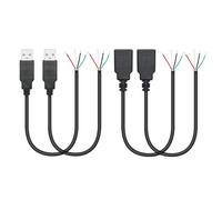 Riertostng Short USB 4 Pin Bare Wire 11inch, USB A Male & Female to 4 Pin Pigtail Open End Power and Data Cable 5V/2A, for Equipment Installed or Replacement Repair DIY Cable