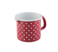 Riess, 0038-077, Cacerola 9, COUNTRY - PÜNKTCHEN ROJO, diámetro 9 cm, altura 8,5 cm, contenido 0,5 litros, esmaltado, rojo/blanco, inducción