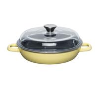 Riess 0048-002 LEMON LBH - Sartén con tapa de cristal (24 cm, esmaltada, 32,2 x 25,3 x 12,7 cm, peso: 2,011 kg, apta para horno, con 2 asas de esmalte), color amarillo