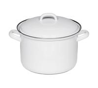 Riess, 0124-033 - Olla con tapa (diámetro de 20 cm, esmaltado), color blanco, 3,5 litros, fabricado en Austria, 27,2 x 21,7 x 18,4 cm, 1,676 kg, compatible con cocina de inducción, apta para cocina de