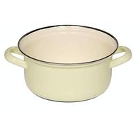 Riess, 0278-006 - Cacerola con borde cromado 16, Classic - Bunt/Pastell, color amarillo, diámetro 16 cm, altura 8,2 cm, capacidad 1 litro, esmalte, sin tapa, olla de inducción