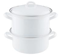 Riess, 0286-033, Cocina de patatas con tapa de esmalte 18, CLASSIC- WEISS, 19 cm de alto, 18 cm de diámetro, esmalte, blanco