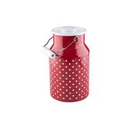 Riess, 0311-077 - Jarra de leche con tapa (2,0 L, diseño de puntos, 23,5 cm de altura, 2,0 L, esmaltado), color rojo y blanco