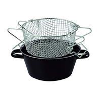 Riess, 0367-022 - Sartén de patatas fritas con inserto 26, color negro, diámetro 26 cm, altura 11,4 cm (sin inserto 10,7 cm), esmalte, color negro, inducción