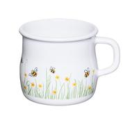 Riess, 0504-137, olla con borde, 8 cm, 3/8 L, LBH 11,4 x 8,88 x 8 cm, peso 0,2 kg, abeja de country, esmalte