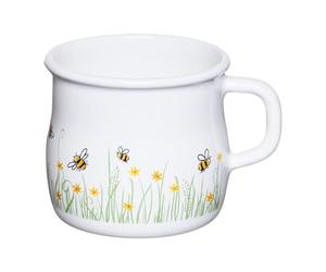 Riess, 0504-137, olla con borde, 8 cm, 3/8 L, LBH 11,4 x 8,88 x 8 cm, peso 0,2 kg, abeja de country, esmalte