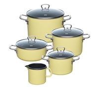 Riess, 0546-002 - Set de ahorro de 5 piezas, limón, Nouvelle Pur, LBH 28,5 x 48,5 x 39 cm, peso 9,26 kg, cacerola de 16, 20, 24 cm de diámetro, cacerola de 24 cm, cacerola de 16 cm, incluye tapa de