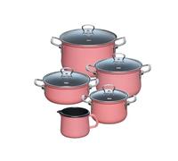 RIESS 0546-114 - Juego de ollas esmaltadas (5 piezas), color rosa