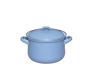 Riess, 0607-128 Classic Edition Nature Blue Medium - Olla con tapa (18 cm, 2,5 L, esmaltada, 1,41 kg, 2,5 L, 25,5 x 19,8 x 12,5 cm)