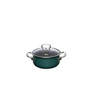 Riess, 0655-007, Cacerola con tapa de cristal 16 cm.1L, Nouvelle Teal, verde oscuro, esmalte, LBH 23,7 x 17,6 x 13 cm, peso 1.063 kg, país de origen Austria