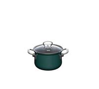 Riess, 0659-007, Olla con tapa de cristal 24 cm. 6L, Nouvelle Teal, verde oscuro, esmalte, LBH 33,1 x 25,9 x 21,3 cm, peso 2,454 kg, país de origen Austria