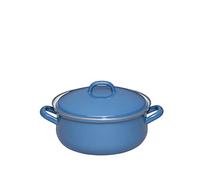 Riess Cacerola con tapa esmaltada en color azul oscuro natural para horno, gas, vidrio, inducción, barbacoa, 20 cm, 2 L, 0613-129