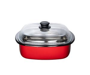 Riess Classic Red vaporera 3 piezas con tapa de cristal e inserto de cocción 28x28cm