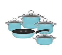 Riess NOUVELLE batería de cocina esmaltada 5 piezas - azul claro