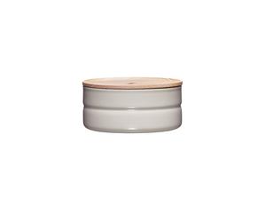 RIESS Recipiente hermético - Recipiente de esmalte con tapa de madera de fresno Truehomewear 6cm 615ml gris