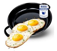 Riess Sartén esmaltada para tortitas de 22 cm, con 2 asas, apta para inducción, resistente a los arañazos y al calor, pequeña sartén para tortillas, huevos fritos, color negro