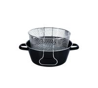 Sartén para patatas fritas Riess esmaltada negra con inserto - 26 cm