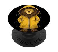 Ríete a través de la tormenta con este león en impermeable PopSockets PopGrip Adhesivo