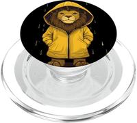 Ríete a través de la tormenta con este león en impermeable PopSockets PopGrip para MagSafe