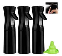 rietegio - Lote de 3 botellas de spray vacías con 1 embudo plegable, 200 ml, negro, para peluquería, hidratación botánica y limpieza