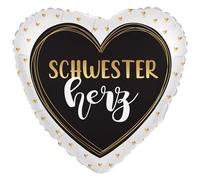 Riethmüller Riethmüller - Globo de aluminio premium con forma de corazón, corazón de la hermana, 45 cm, apto para helio, globo gigante