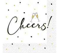 Riethmüller Servilletas "Cheers" 33 cm x 33 cm, 16 unidades, grandes servilletas de papel con texto en alemán para Nochevieja, cumpleaños y noche de chicas, decoración de mesa