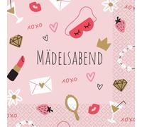 Riethmüller Servilletas de papel con texto en alemán "Mädelnovend" 33 cm x 33 cm, 16 unidades, grandes servilletas de papel con texto en alemán para fiestas y fiestas