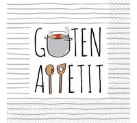 Riethmüller Servilletas "Guten Appetit" 33 cm x 33 cm, 16 unidades, grandes servilletas de papel con texto en alemán para fiestas y cenas, decoración de mesa