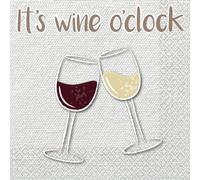 Riethmüller Servilletas "It's wine o'clock" 33 cm x 33 cm, 16 unidades, grandes servilletas de papel con texto en alemán para noches de chicas, fiestas y cenas, decoración de mesa