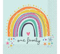 Riethmüller Servilletas "One Family" de 33 cm x 33 cm, 16 unidades, grandes servilletas de papel con texto en alemán para celebración familiar, bautizo, cumpleaños, decoración de mesa