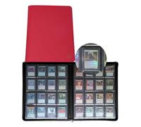 Rieton Carpeta de carga superior de 16 bolsillos, capacidad para 640 cargadores superiores, carpeta de carga superior con mangas para cargadores superiores de 3 x 4 pulgadas, color rojo
